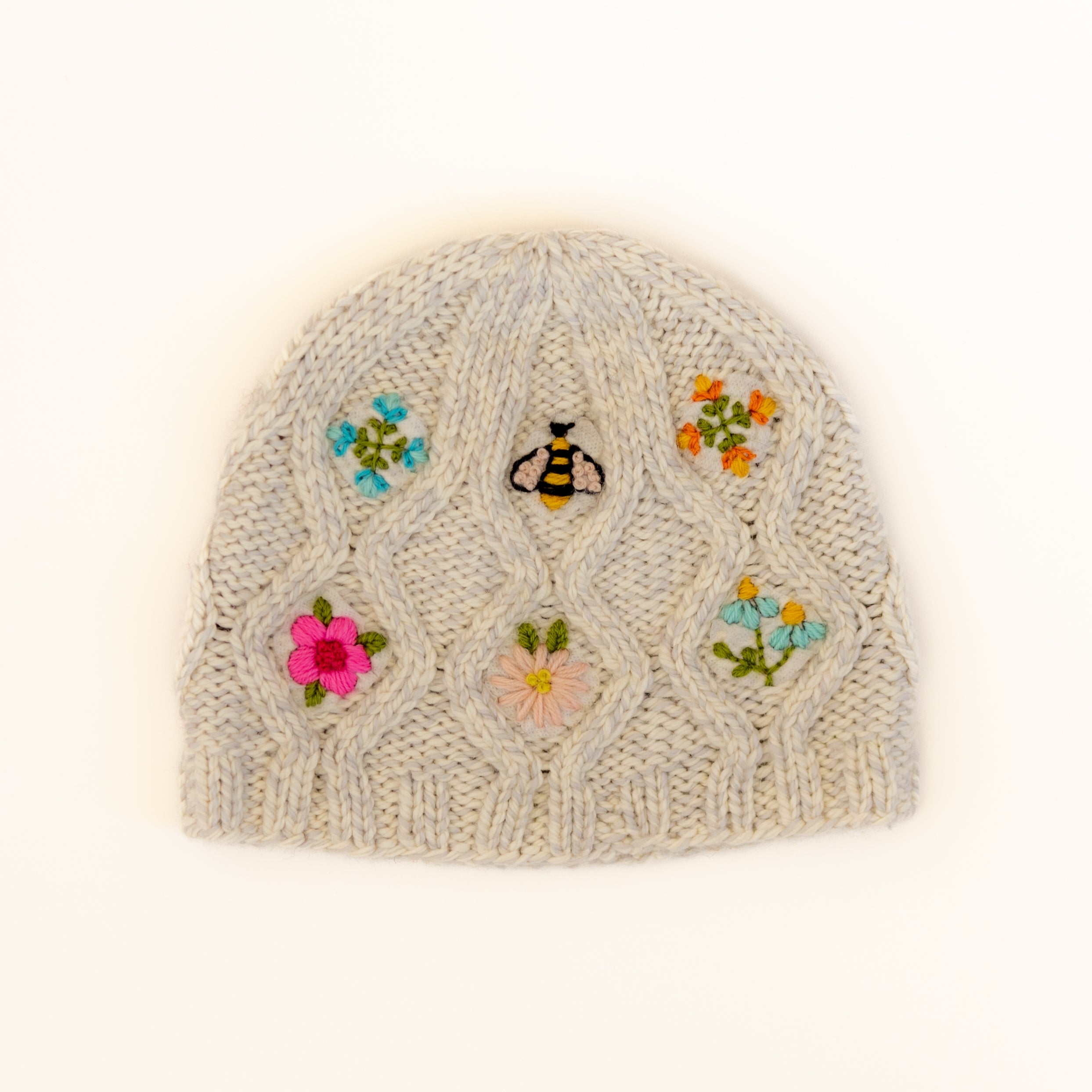 Cottage Garden Hat Knitting Kit and Embroidery Bundle