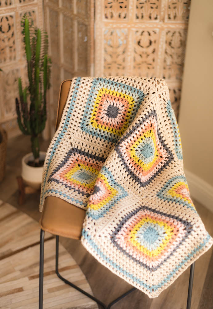 Granny Square Lite Blanket (9-square version) Crochet Kit