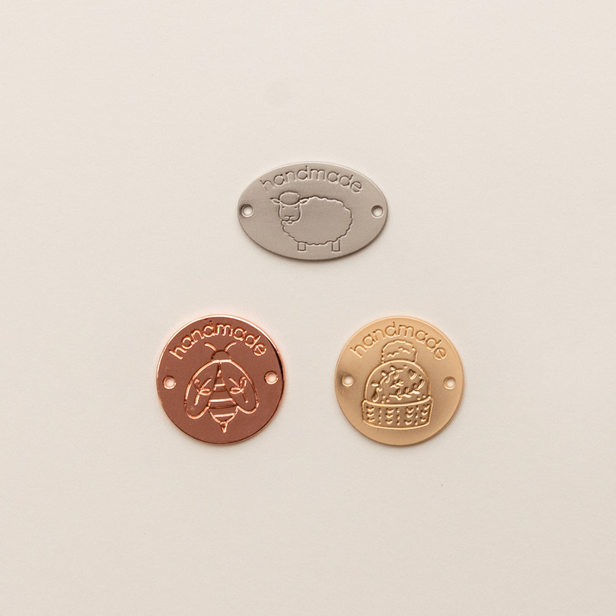 Wholesale Notions: Metal "Handmade" Tags (4 packs)
