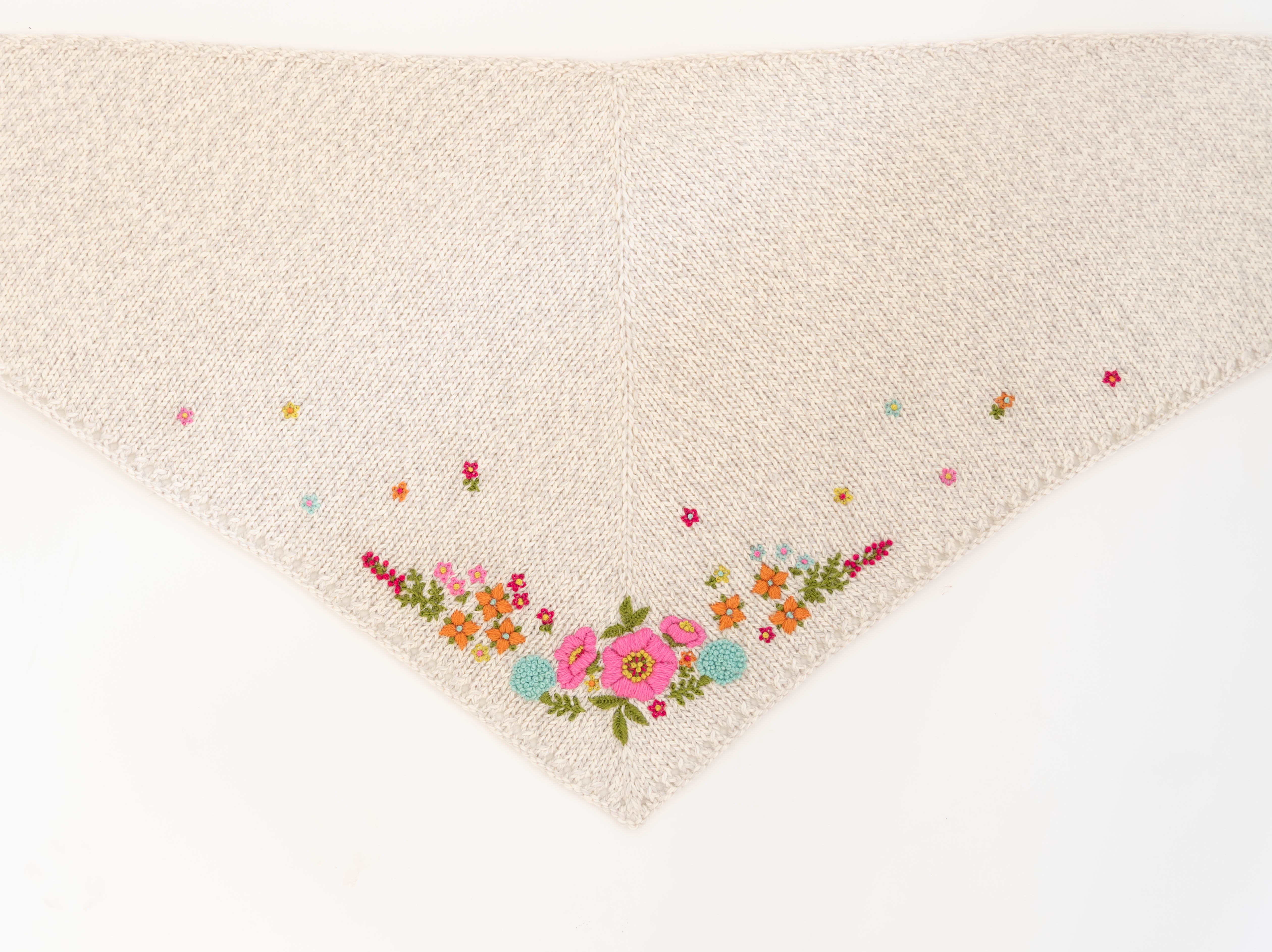 Fleurish Shawlette Knitting Kit and Embroidery Bundle