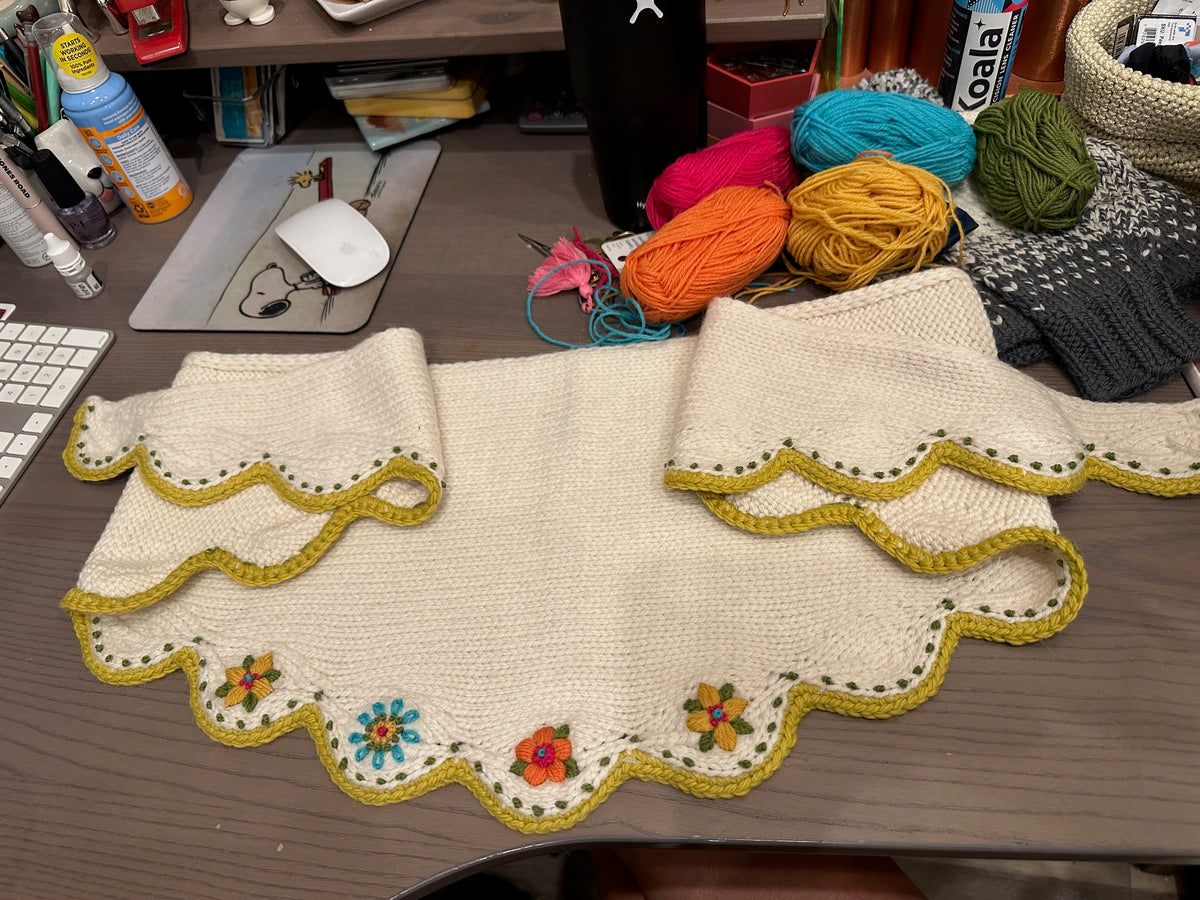Scallopini Knitting Kit and Embroidery Bundle