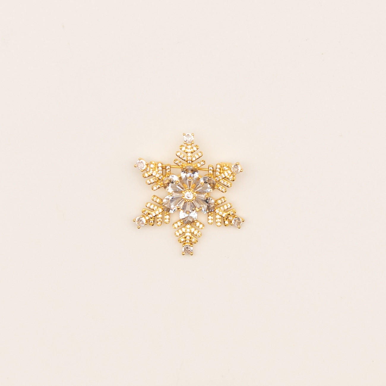 Snowflake Crystal Floral Brooch