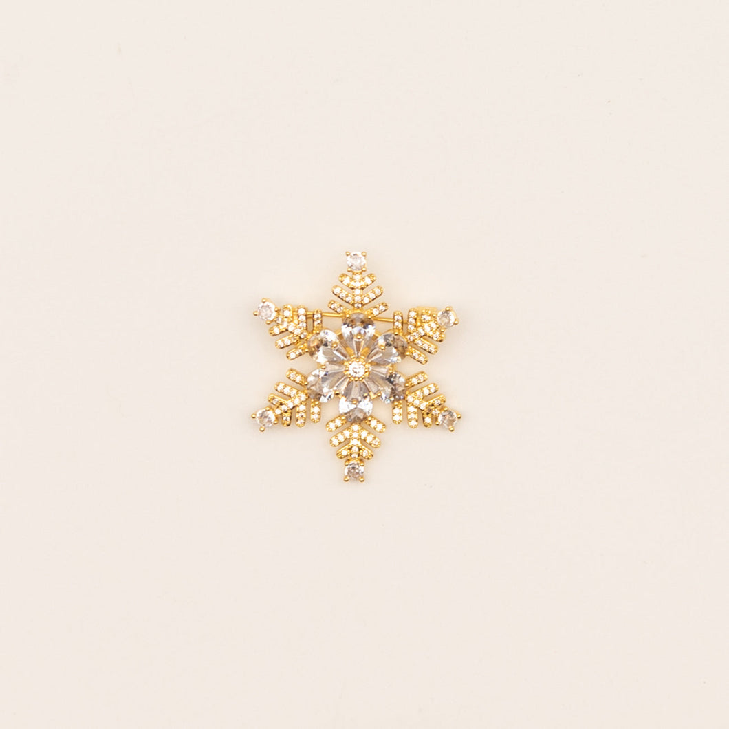 Snowflake Crystal Floral Brooch