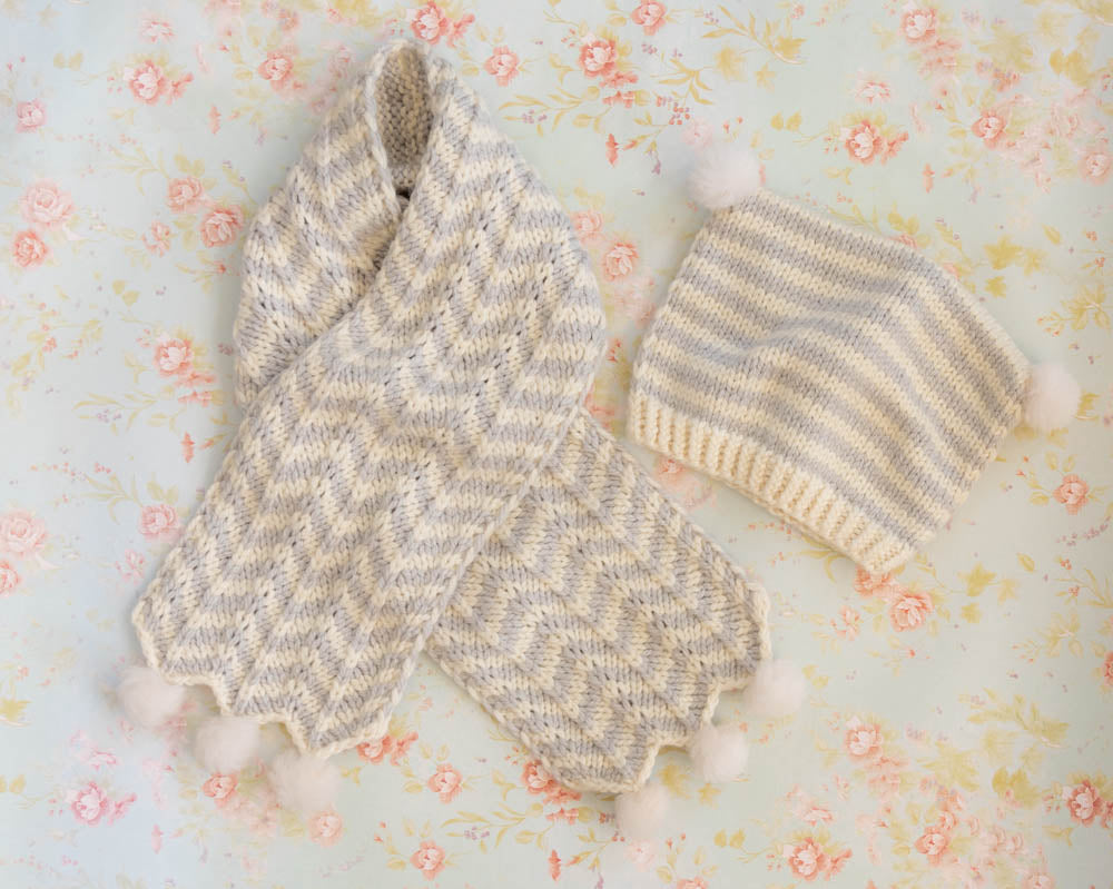 Cotton Tail Hat and Scarf Set