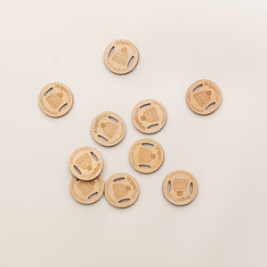 Wholesale Wood Pom-Pom Buttons (10 pieces)